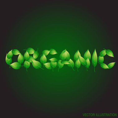 Yapılan metin ile yeşil arka plan organik bırakır. Vektör çizim.