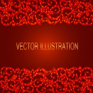 Süs kenarlıklı kırmızı arka plan. Vektör çizim.