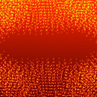 Kırmızı illüstrasyon parçacıkları ile. İllüstrasyon soyut kar taneleri ile. Parçacık yapısı ile sanal arka plan.