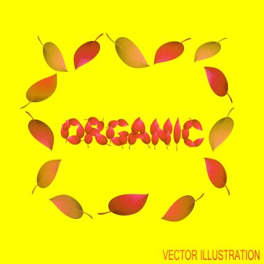 Organik arka plan sarı yaprakları ile. Sonbaharın parlak illüstrasyon Tema. Vektör çizim.