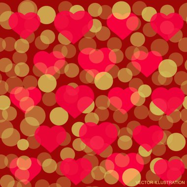 Sevgililer günü tebrik kartı tasarımı için kırmızı kalpler desen. Romantik Gösterim amacıyla Sevgililer günü. Vektör çizim.