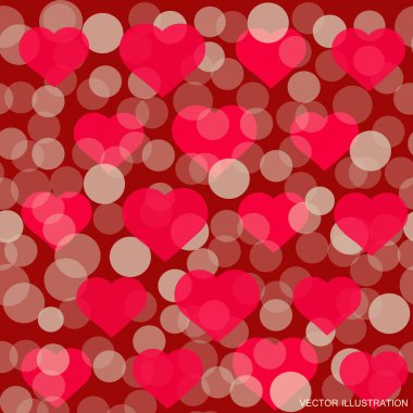 Sevgililer günü tebrik kartı tasarımı için kırmızı kalpler desen. Romantik Gösterim amacıyla Sevgililer günü. Vektör çizim.