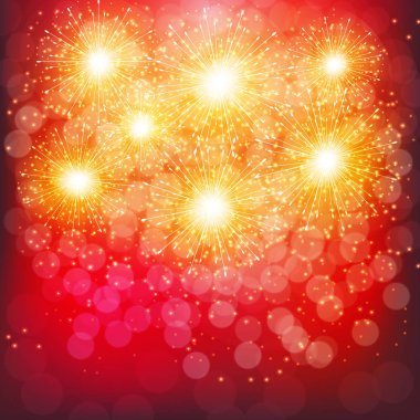 Parlak renkli havai fişekler. Kırmızı illüstrasyon .