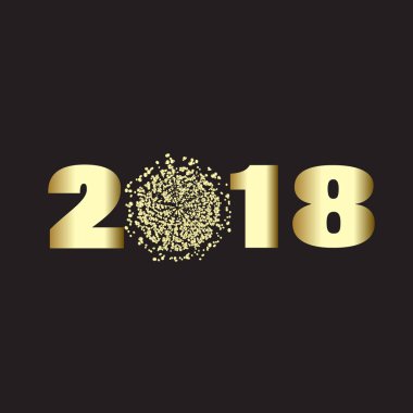 Mutlu yeni yıl 2018 altın arka plan. Vektör çizim.
