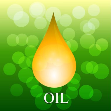 Yeşil arka planda yağ damlası. Bir damla yağ ya da bal. Görüntü.