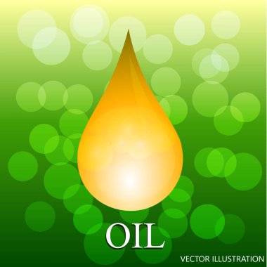 Yeşil arka planda yağ damlası. Bir damla yağ ya da bal. Görüntü.