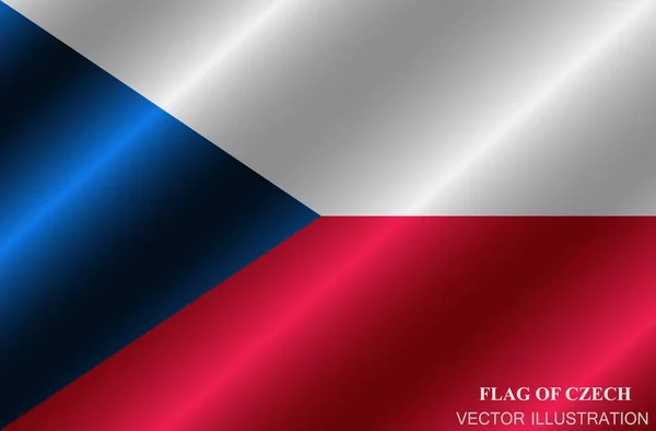 Bandera de República Checa con pliegues. Feliz día checo de fondo. Botón brillante con bandera . — Vector de stock