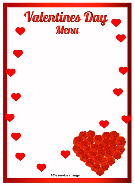 Happy Valentines day menu background. Valentines day backdrop with rose. Illustration.