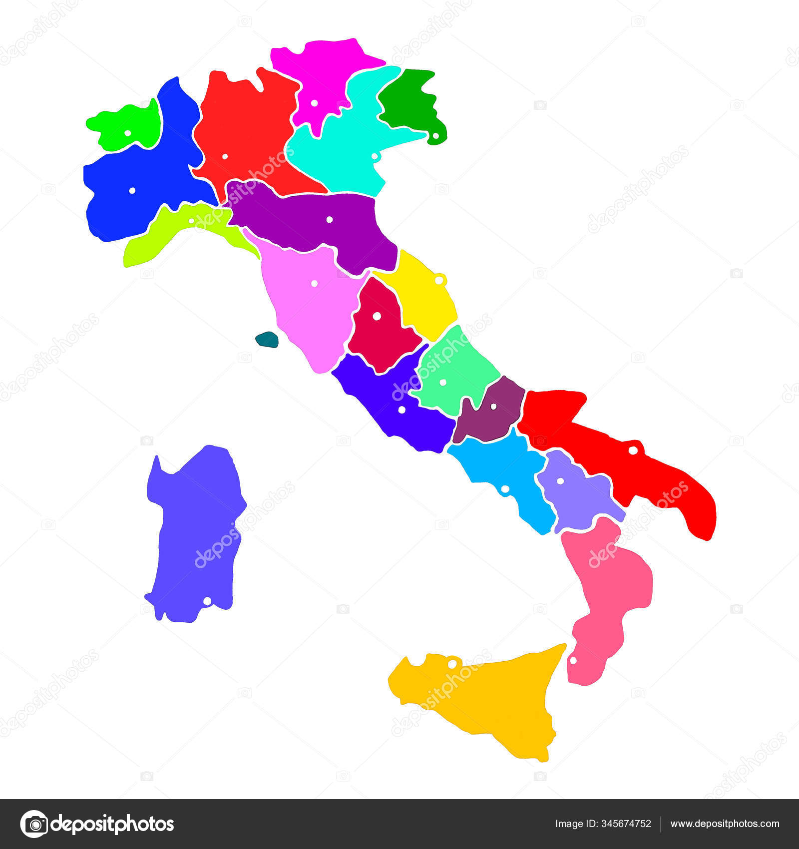 Map of Italy bright graphic illustration. Handmade drawing with map. Italy map with Italian