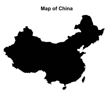 Parlak Çin Haritası. Beyaz arkaplanda Çin grafik resimleme haritası. .