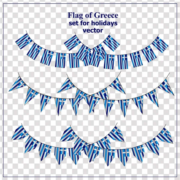 Helder gezet met de vlag van Griekenland. Gelukkige Griekenland dag achtergrond. Heldere vector illustratie met witte achtergrond. — Stockvector