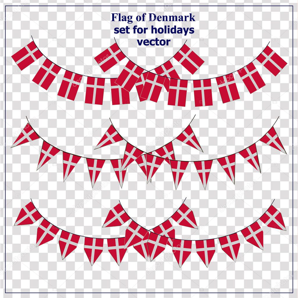 Bright set with flags of of Denmark. Happy Denmark day. Vector illustration.