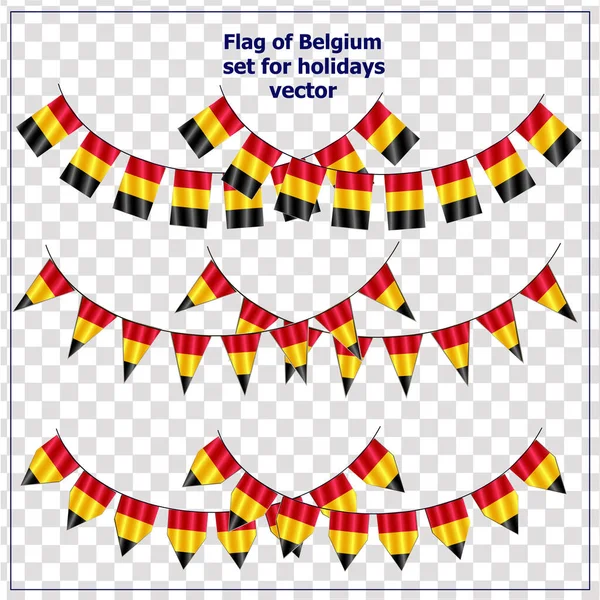 벨기에의 국기로 장식된 브라이트. 행복 한 벨기에의 날 깃발. 깃발 이 화려 한 콜렉션. 삽화. — 스톡 벡터