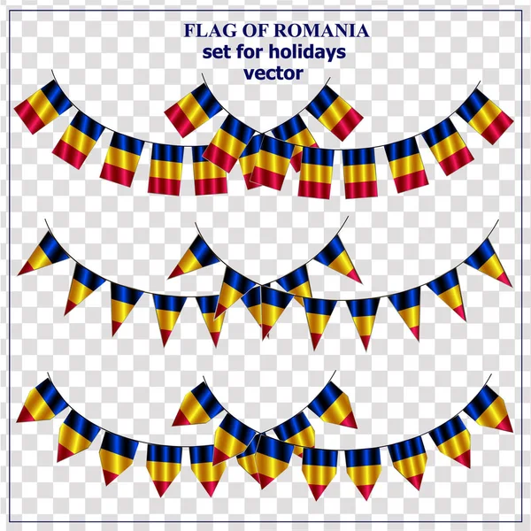Bright set with flags of Romania. Happy Romania day collection. Bright vector illustration. — Stock Vector