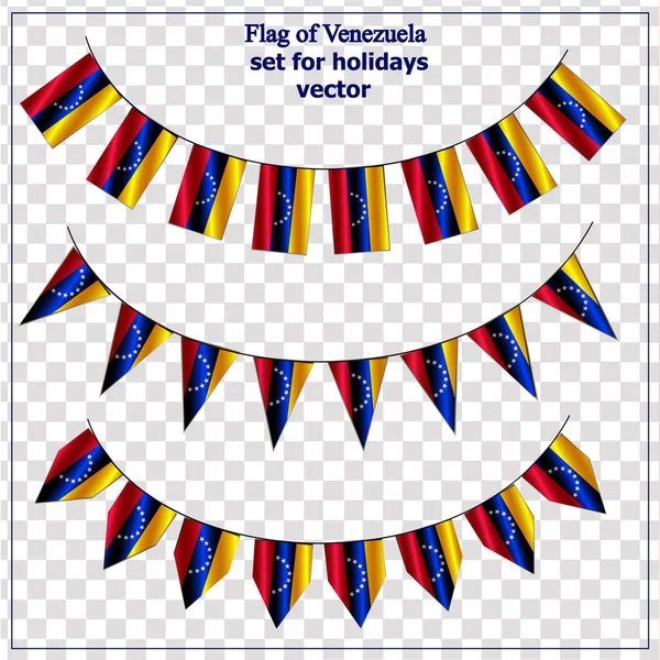 Set con banderas de Venezuela con pliegues. Ilustración colorida con banderas para el diseño. Vector . — Archivo Imágenes Vectoriales