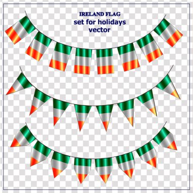 İrlanda bayraklarıyla parlak bir set. Aziz Patrick Günü 'nüz kutlu olsun. Parlak resimleme.