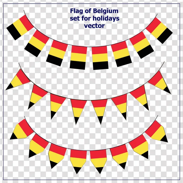 Bright set with flag of Belgium. Happy Belgium day flags. Colorful collection with flag. Vector illustration. — Stock Vector