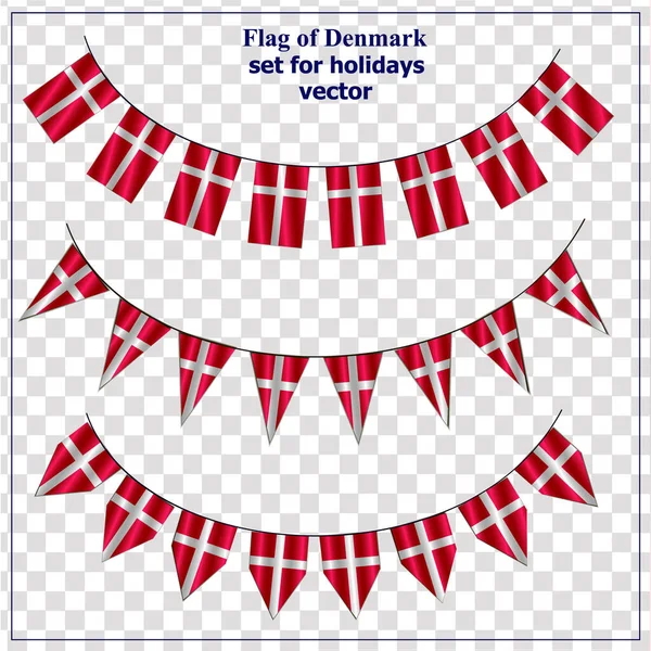 Bright set with flags of of Denmark. Happy Denmark day. Vector illustration. — Stock Vector