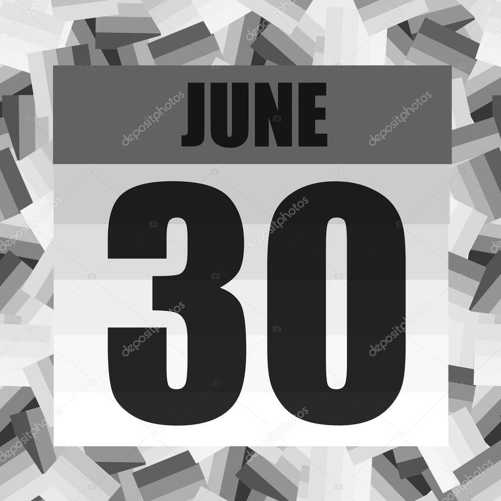 June 30 icon. For planning important day. Banner for holidays and special days. June thirtieth.