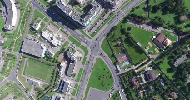 Architectuur, straten en appartementen luchtfoto in Moskou — Stockvideo