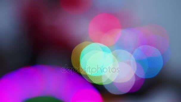 Luci al neon bokeh sfocate di colore — Video Stock