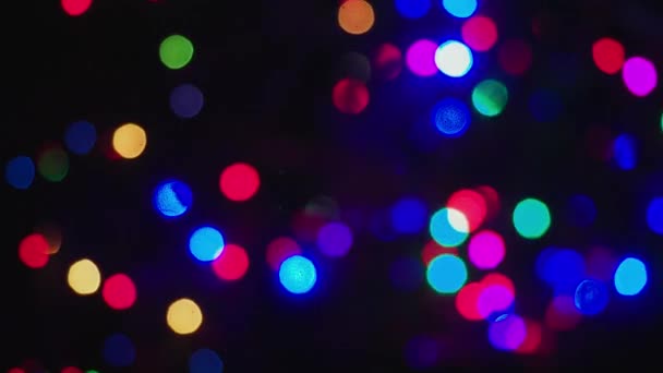Bulanık renkli bokeh neon ışıkları — Stok video