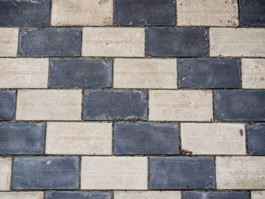 Siyah ve beyaz asfalt döşeme döşemeleri üst görünüm