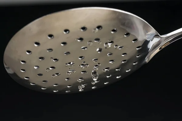 Stainless steel frying spoon — Stock Photo, Image