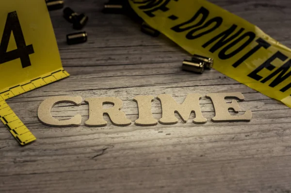 Word crime concept with wooden letters — Stock Photo, Image