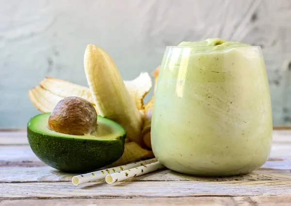 Fresh blended Banana and avocado smoothie