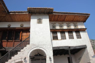 The Ethnographic Museum in an 18th-century house on the premises of a medieval citadel in the city of Kruja in Albania. clipart