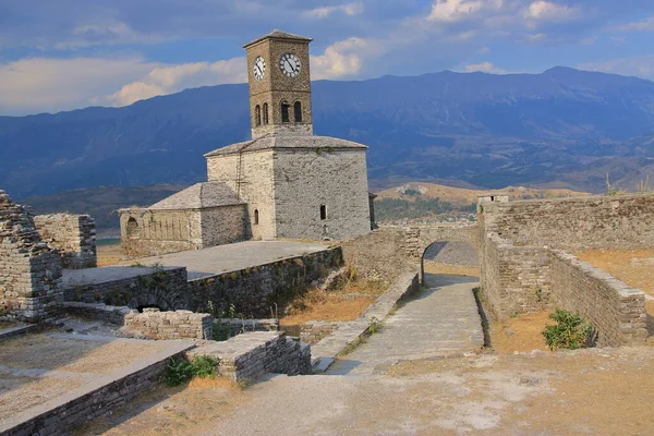 Torre Del Reloj Castillo Medieval Gjirokaster Albania —  Fotos de Stock