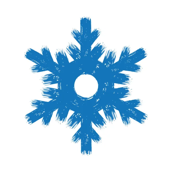 Kış grunge fırça konturu içi boş kar tanesi frozen öğesi beyaz arka plan üzerinde