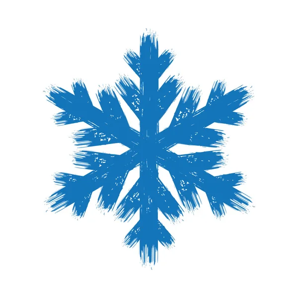 Kış grunge fırça konturu kar tanesi frozen öğesi beyaz arka plan üzerinde