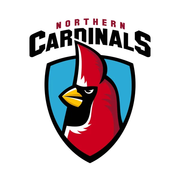 Northern cardinal sport logo angry bird team shield mascot. — Stock Vector