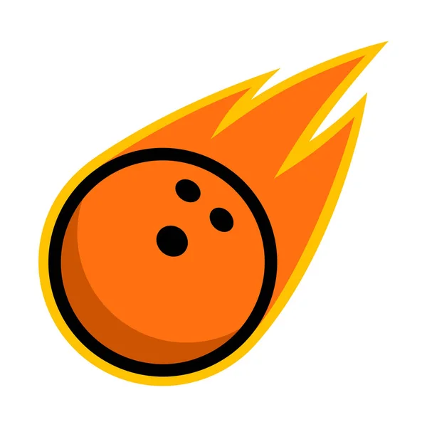 Bolos bola deporte cometa fuego cola vuelo huelga logo aislado s — Vector de stock