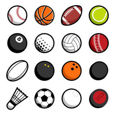 Vektör oynamak oyun spor logo simge izole nesneleri kümesi topları