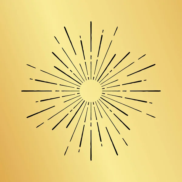 Güneş patlaması vintage el çekilmiş hipster altın logo ray patlayabilir
