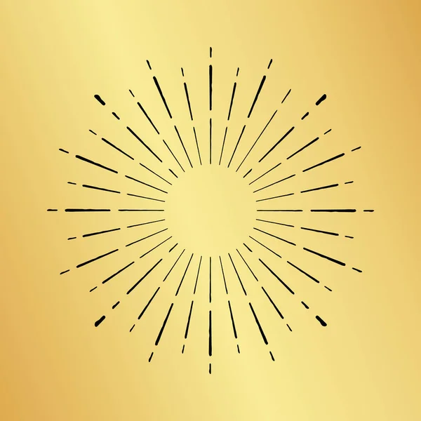 Güneş patlaması vintage el çekilmiş hipster altın logo ray patlayabilir