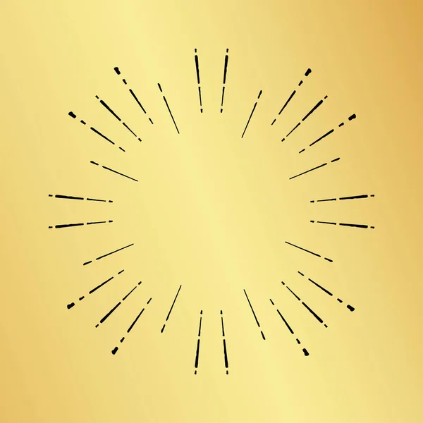 Güneş patlaması vintage el çekilmiş hipster altın logo ray patlayabilir