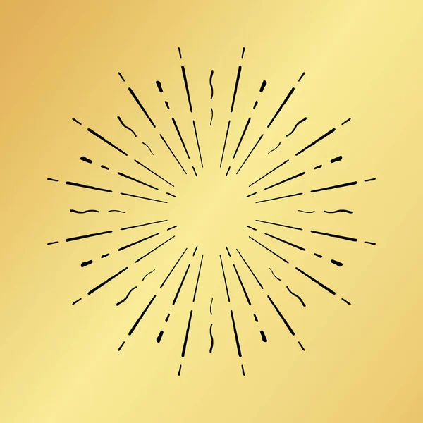 Güneş patlaması vintage el çekilmiş hipster altın logo ray patlayabilir