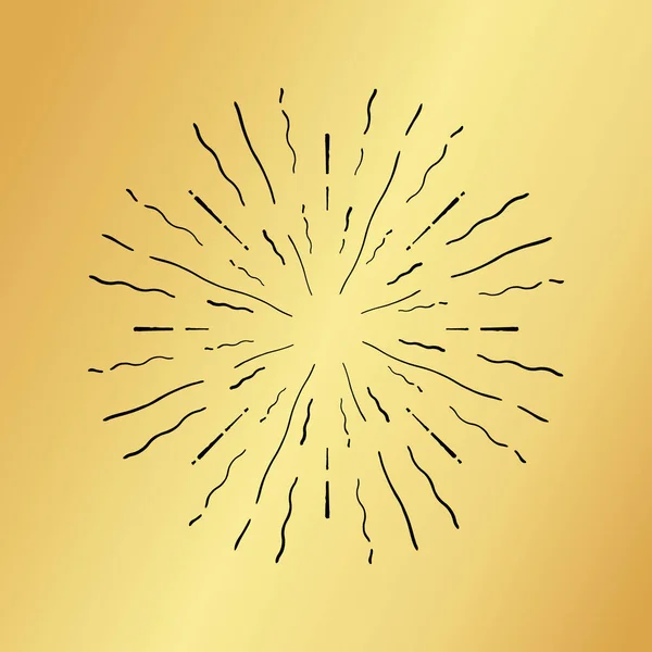 Güneş patlaması vintage el çekilmiş hipster altın logo ray patlayabilir