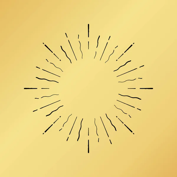 Güneş patlaması vintage el çekilmiş hipster altın logo ray patlayabilir