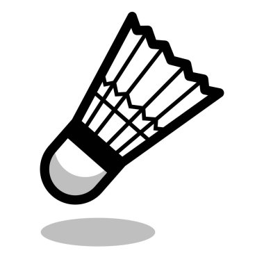 Badminton mekik horozu raket top logosu vektör çizgisi 3d simgesi