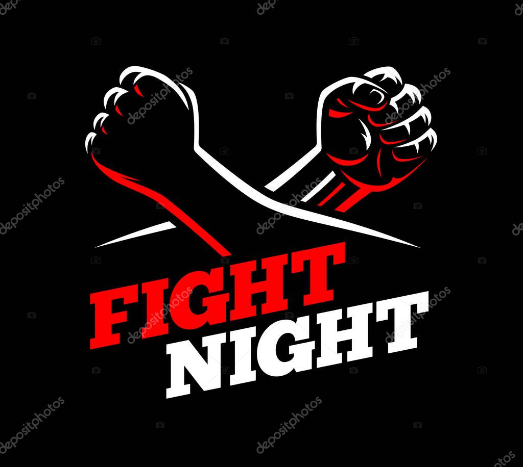 Athletes square off concept poster template. Red, black, white design
