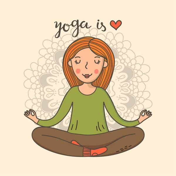 Yoga lotus pozisyonu kadında. — Stok Vektör