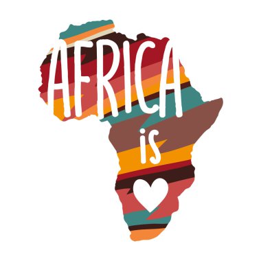 kalp işareti ve Afrika harita üzerinde yazıt