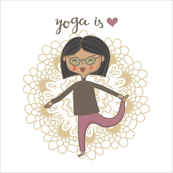 Chica haciendo yoga — Archivo Imágenes Vectoriales