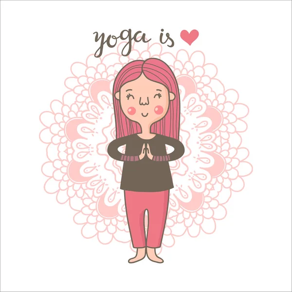 Chica haciendo yoga — Vector de stock