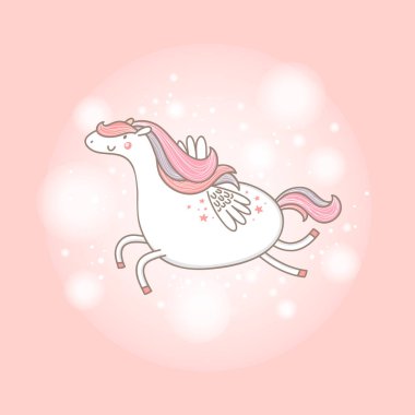 Cute  funny  pegasus. clipart